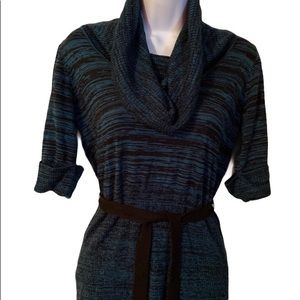 Maurices Blue Black Top Cowl Neck SS Med